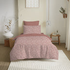 Pack Complet Imprimé (Housse De Couette + Taie(s) + Drap Housse) - 100% Coton 57 Fils - Celeste Pêche
