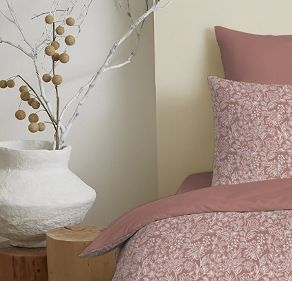 Pack Complet Imprimé (Housse De Couette + Taie(s) + Drap Housse) - 100% Coton 57 Fils - Celeste Pêche