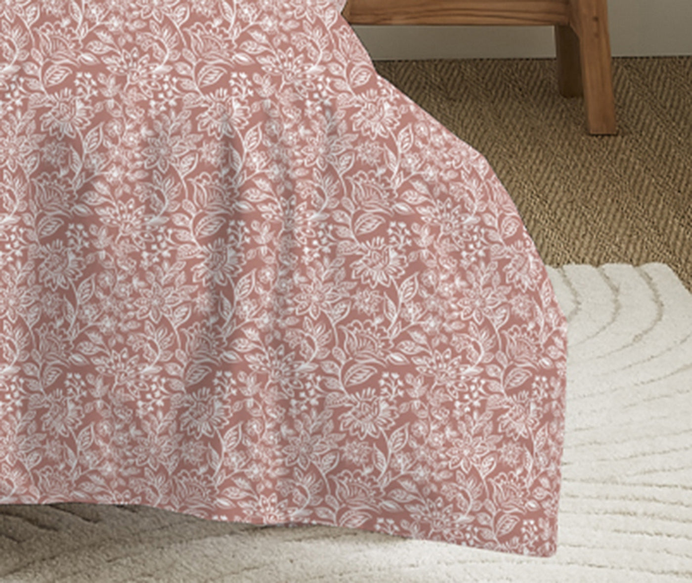 Pack Complet Imprimé (Housse De Couette + Taie(s) + Drap Housse) - 100% Coton 57 Fils - Celeste Pêche