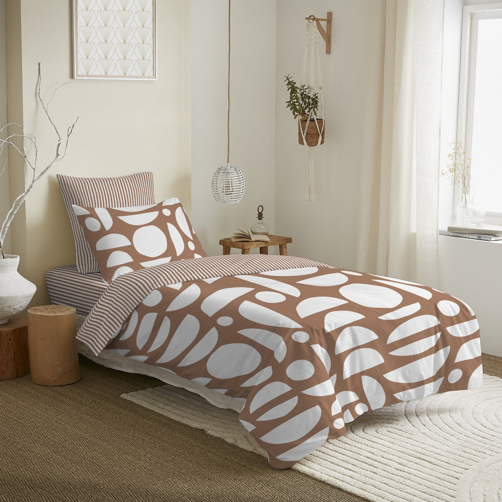 Pack Complet Imprimé (Housse De Couette + Taie(s) + Drap Housse) - 100% Coton 57 Fils - Mykonos Syenne
