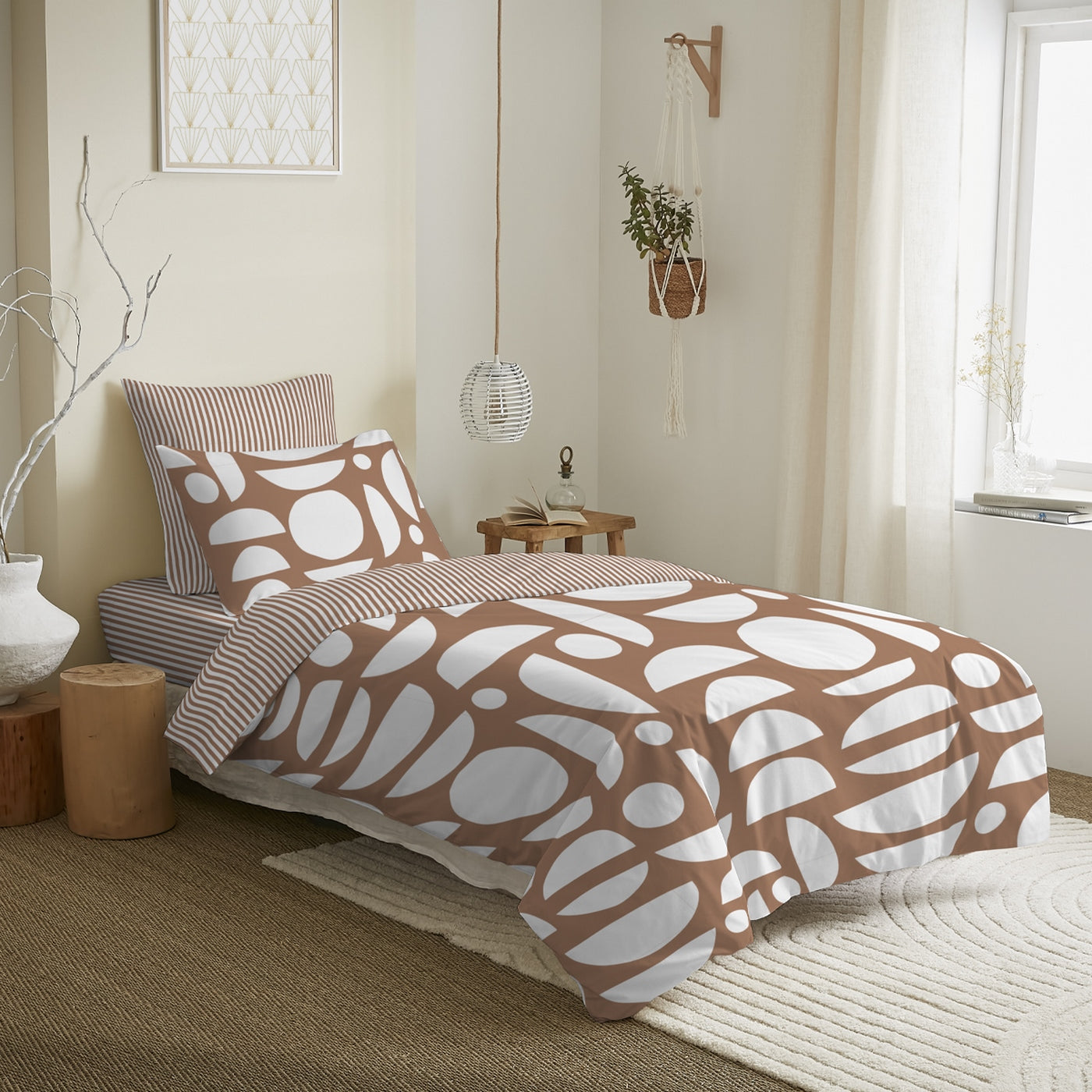 Pack Complet Imprimé (Housse De Couette + Taie(s) + Drap Housse) - 100% Coton 57 Fils - Mykonos Syenne