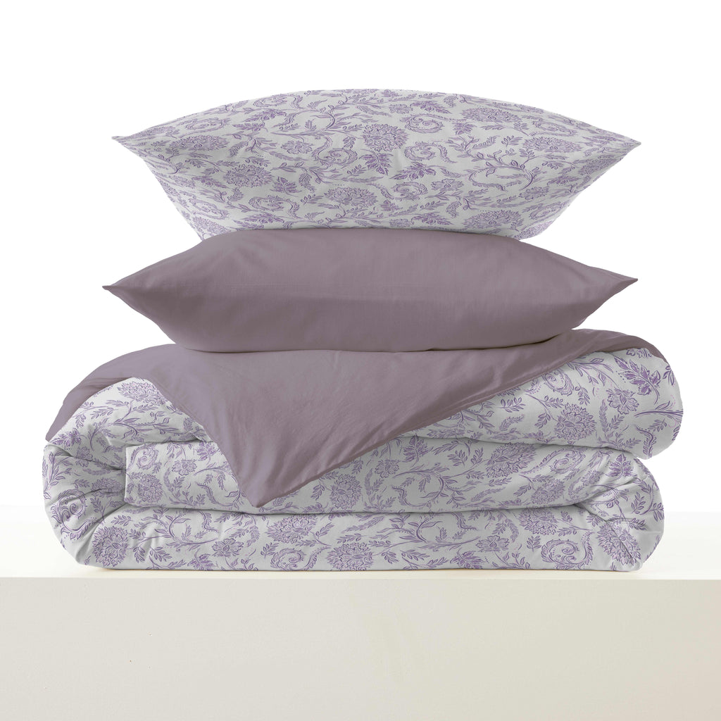 Pack Housse De Couette - 100% Coton - Salma Lavande