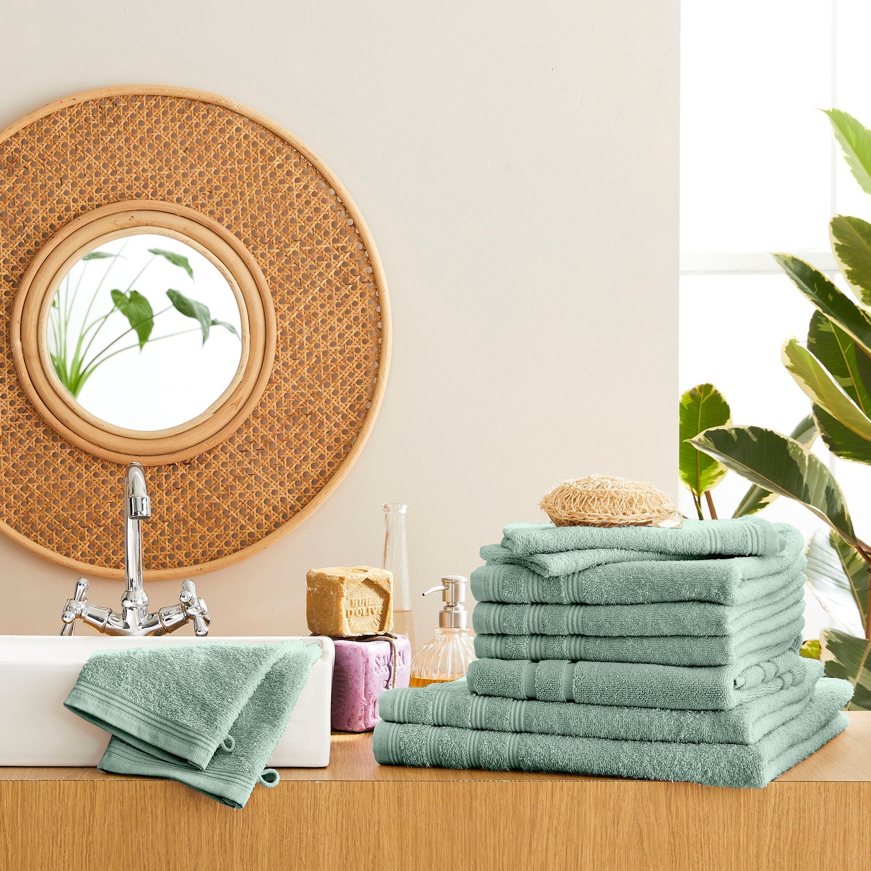 Pack Éponge "Spa" - 100% Coton - Menthe
