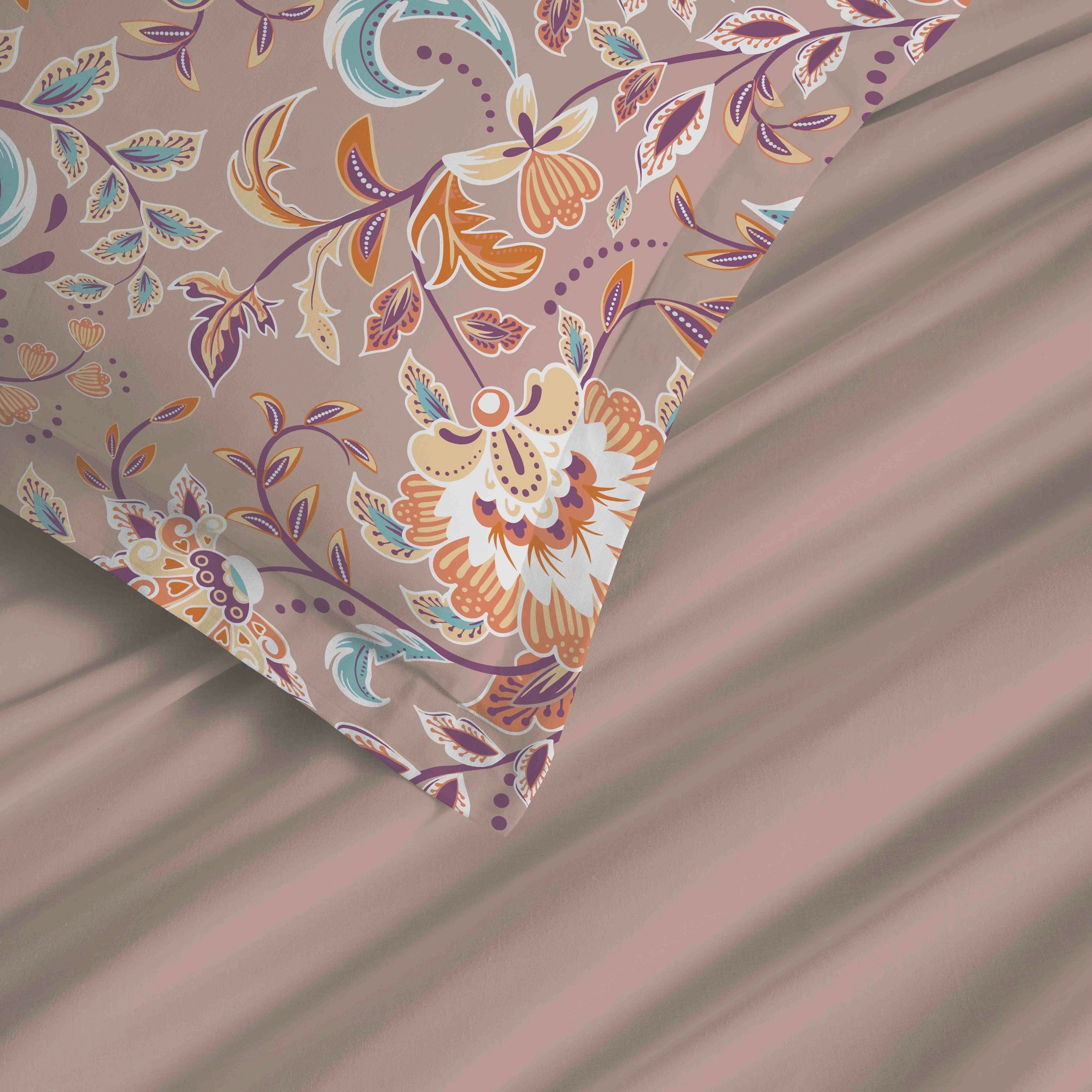 Parure De Draps 4 Pièces Pour Lit Grande Largeur - 100% Coton - Bergame Nude