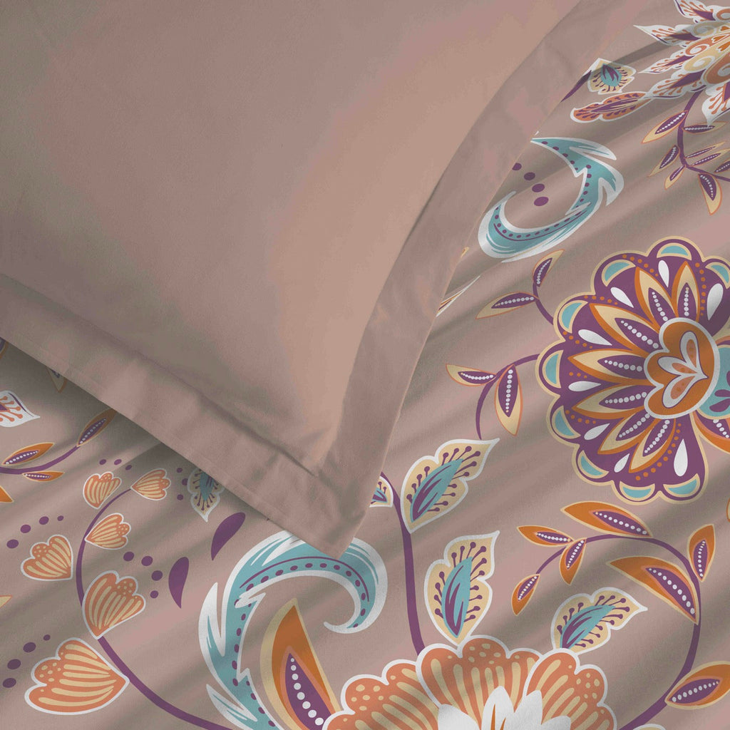 Parure De Draps 4 Pièces Pour Lit Grande Largeur - 100% Coton - Bergame Nude