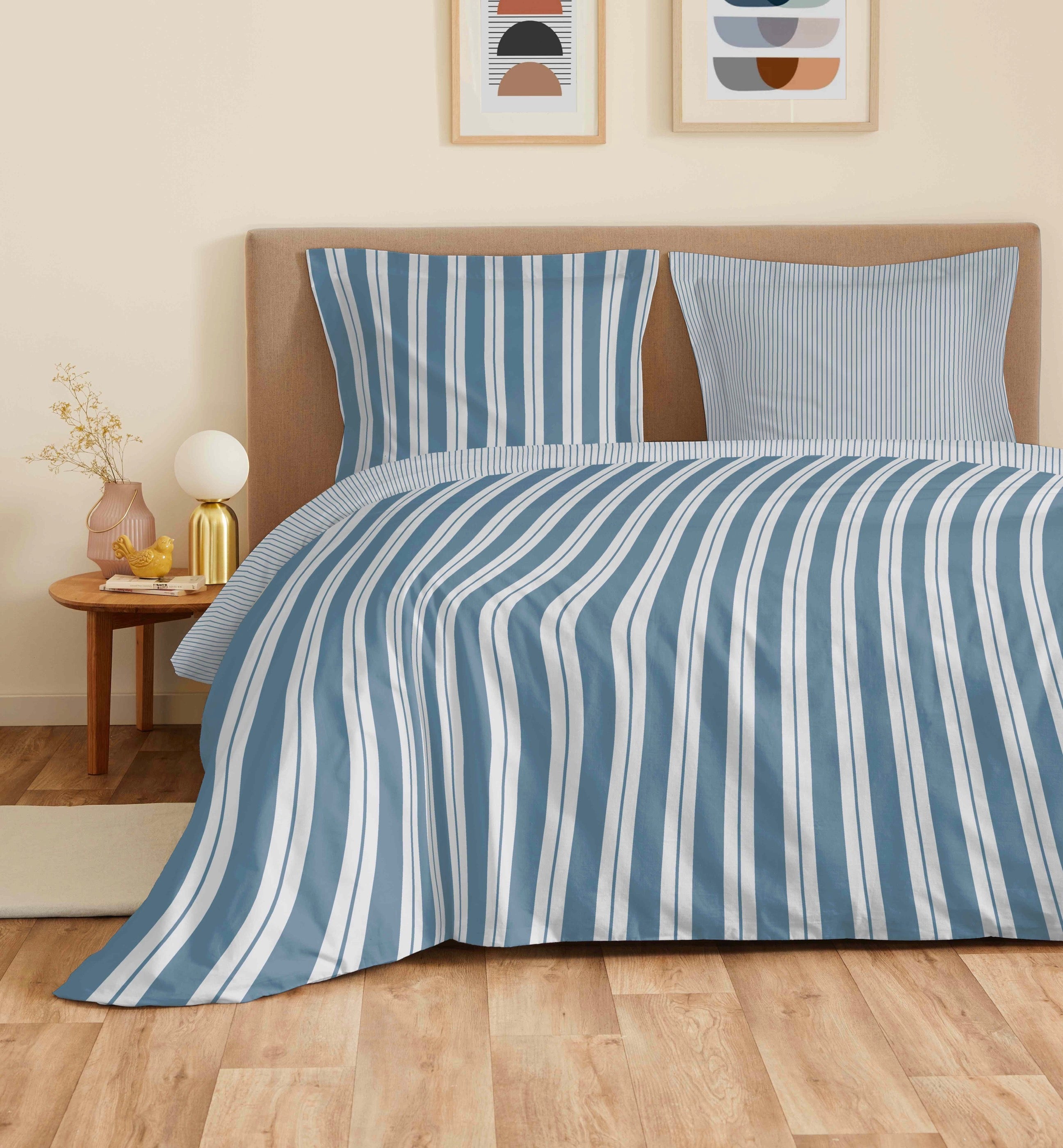 Parure De Draps 4 Pièces Pour Lit Grande Largeur - 100% Coton - Florence Denim