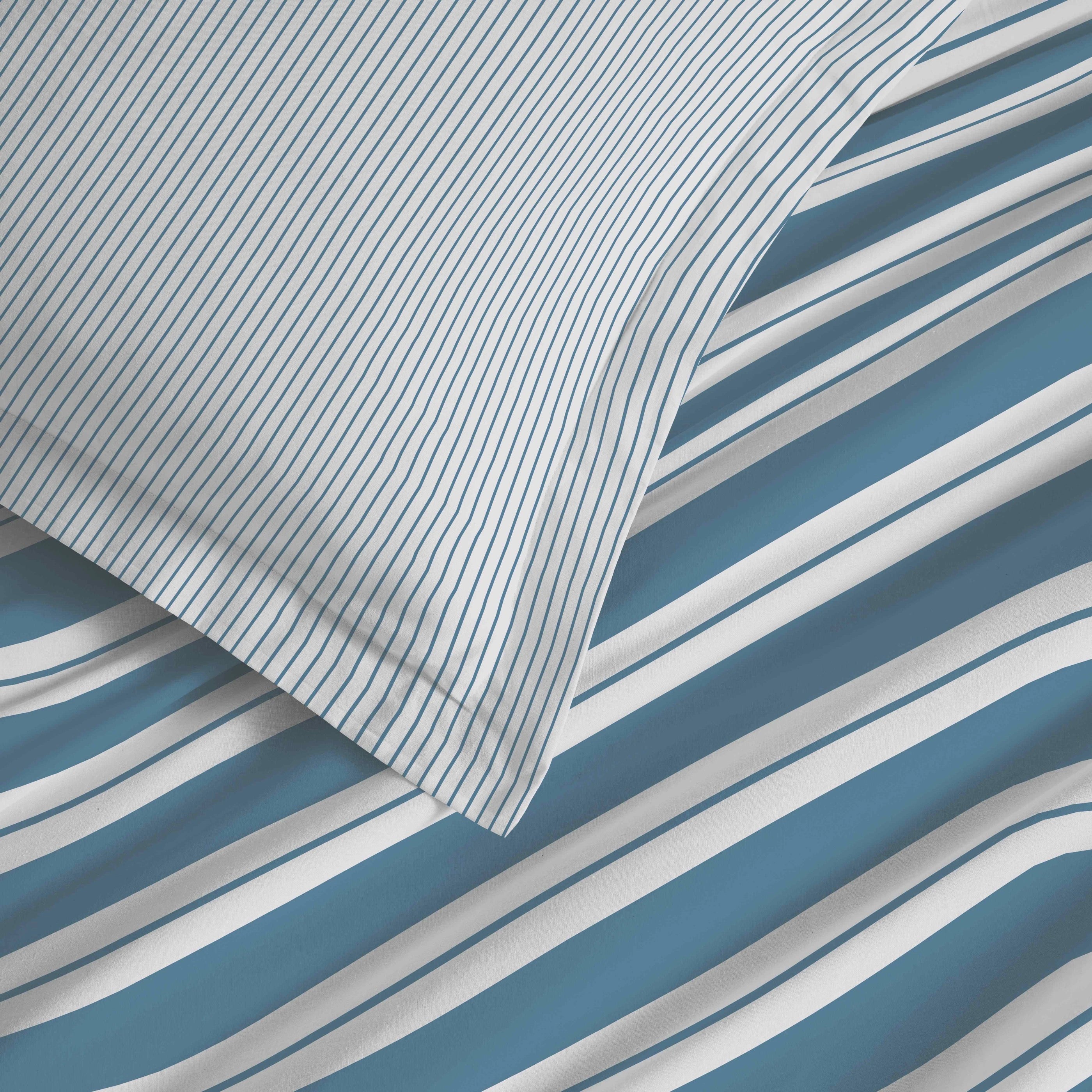 Parure De Draps 4 Pièces Pour Lit Grande Largeur - 100% Coton - Florence Denim