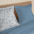 Parure De Draps 4 Pièces Pour Lit Grande Largeur - 100% Coton - Louise Bleu