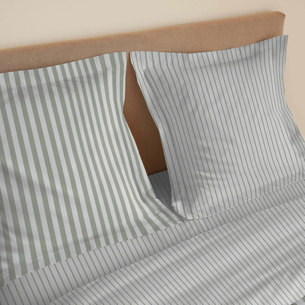 Parure De Draps 4 Pièces Pour Lit Grande Largeur - 100% Coton - Palerme Eucalyptus