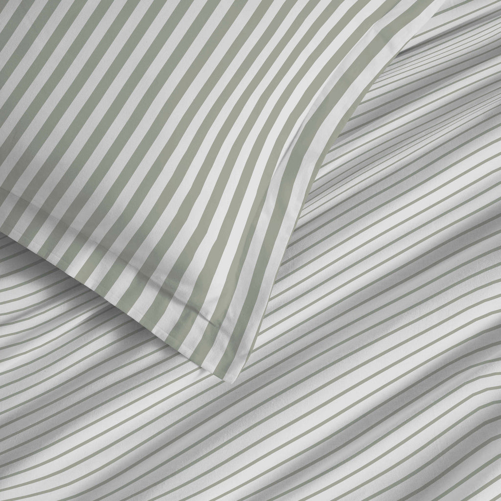 Parure De Draps 4 Pièces Pour Lit Grande Largeur - 100% Coton - Palerme Eucalyptus