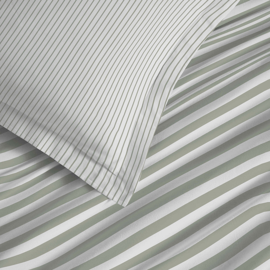 Parure De Draps 4 Pièces Pour Lit Grande Largeur - 100% Coton - Palerme Eucalyptus