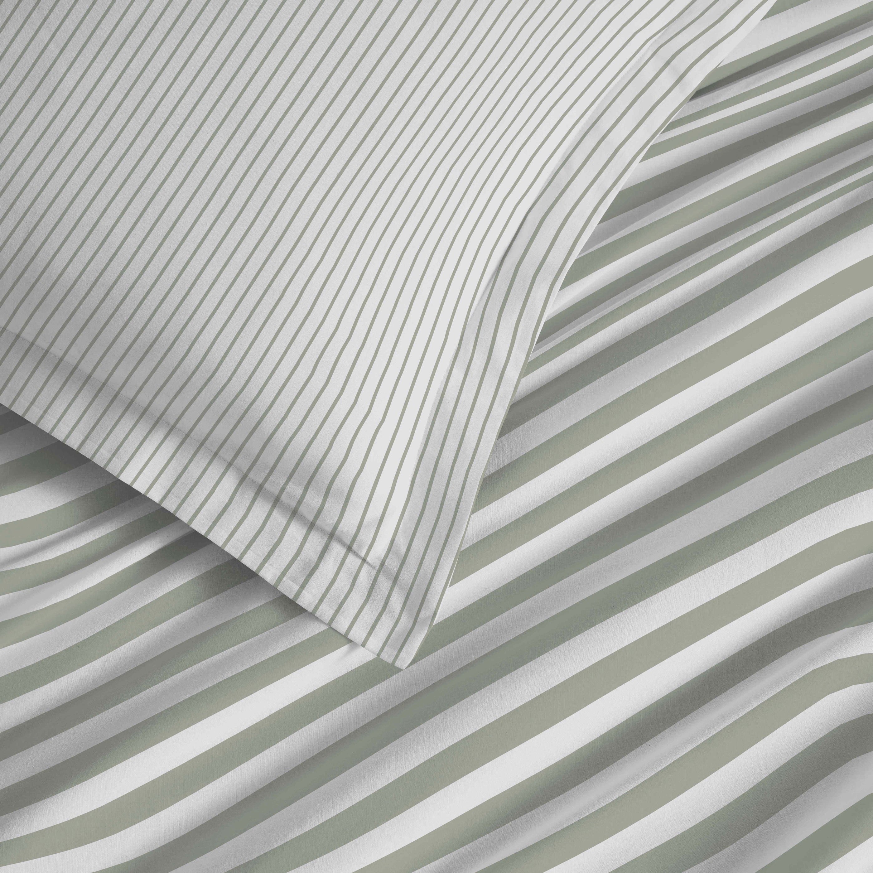 Parure De Draps 4 Pièces Pour Lit Grande Largeur - 100% Coton - Palerme Eucalyptus