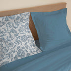 Parure De Draps 4 Pièces Pour Lit Grande Largeur - 100% Coton - Salma Bleu