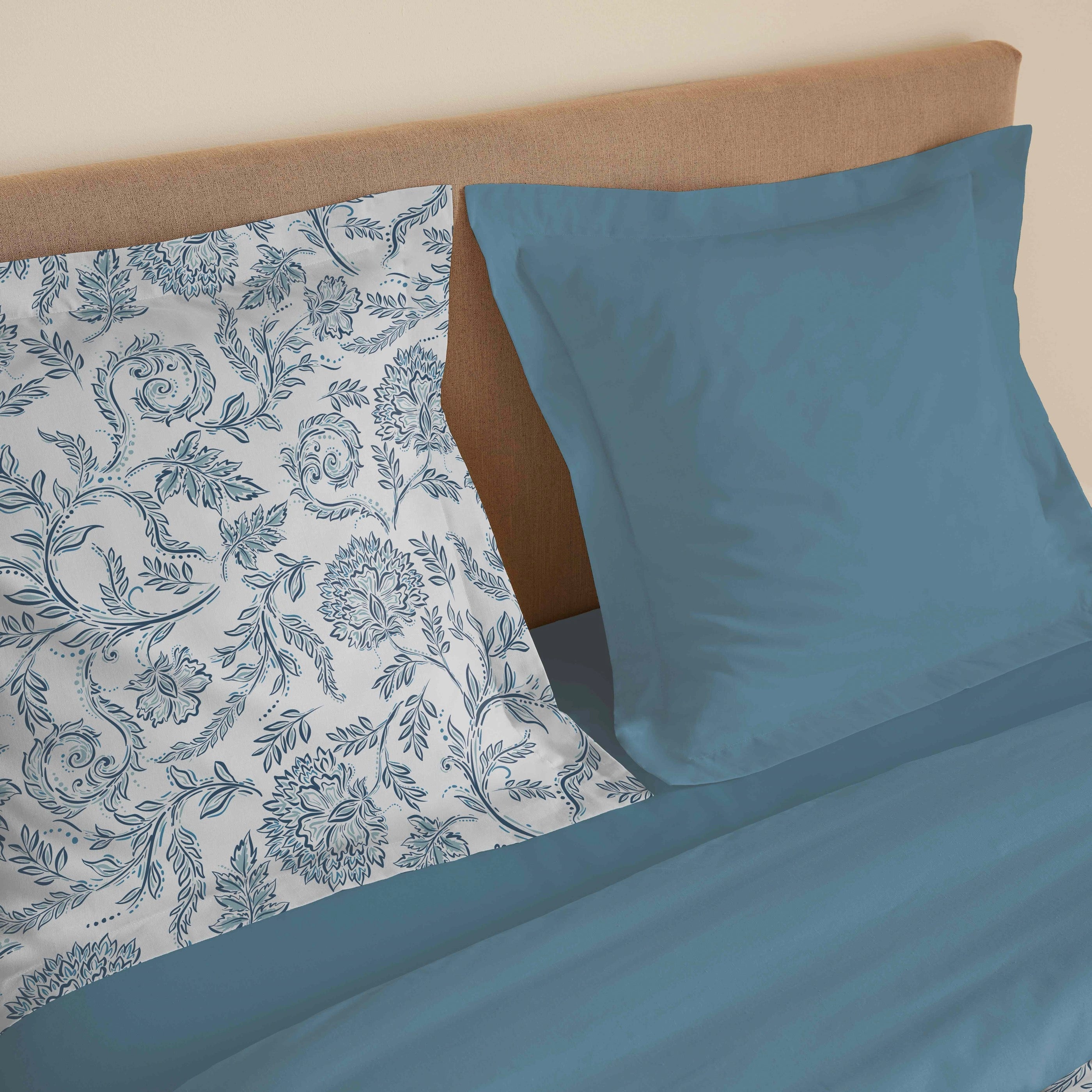 Parure De Draps 4 Pièces Pour Lit Grande Largeur - 100% Coton - Salma Bleu