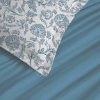 Parure De Draps 4 Pièces Pour Lit Grande Largeur - 100% Coton - Salma Bleu