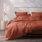 Taie D'Oreiller - 100% Percale Coton - Terracotta