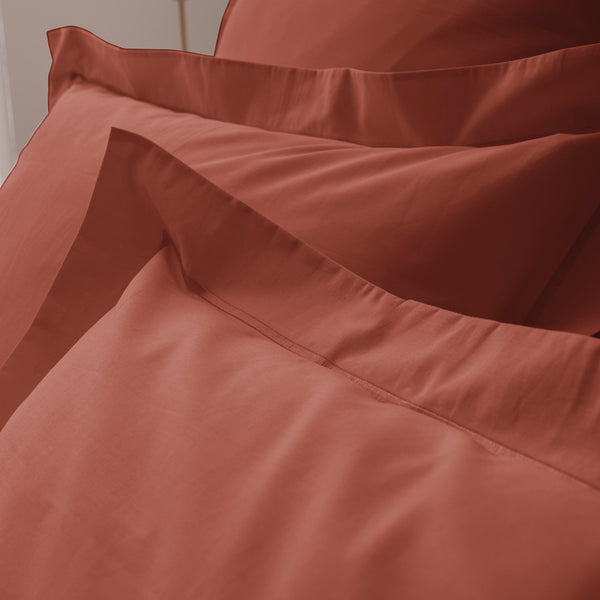 Taie D'Oreiller - 100% Percale Coton - Terracotta