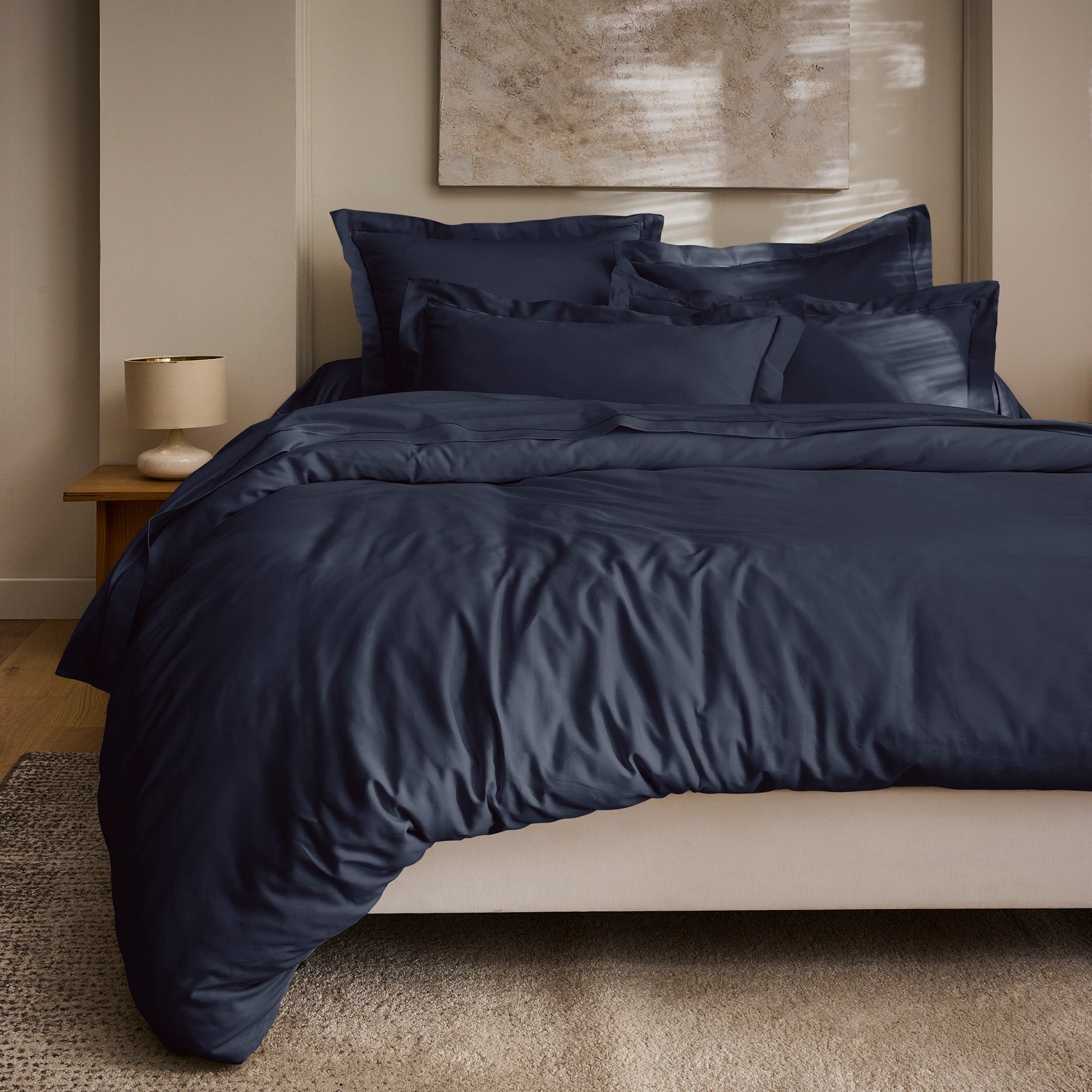 Taie D'Oreiller "Prestige" - Satin De Coton - Bleu Velours