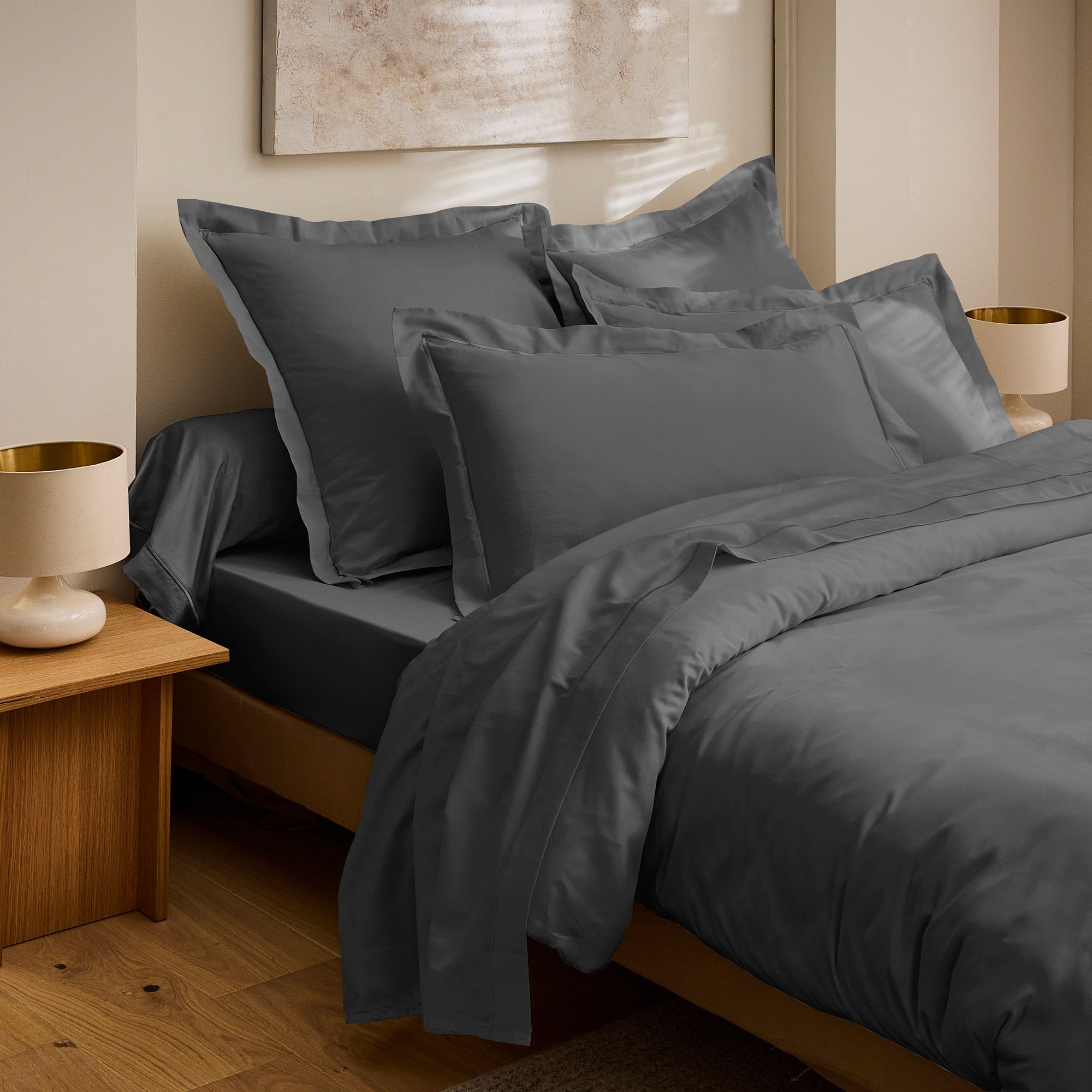 Taie De Traversin "Prestige" - Satin De Coton - Graphite