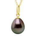 Pendentif Perle De Tahiti Poire 8-9 Mm - Chaîne Offerte - Or 750 - Moa