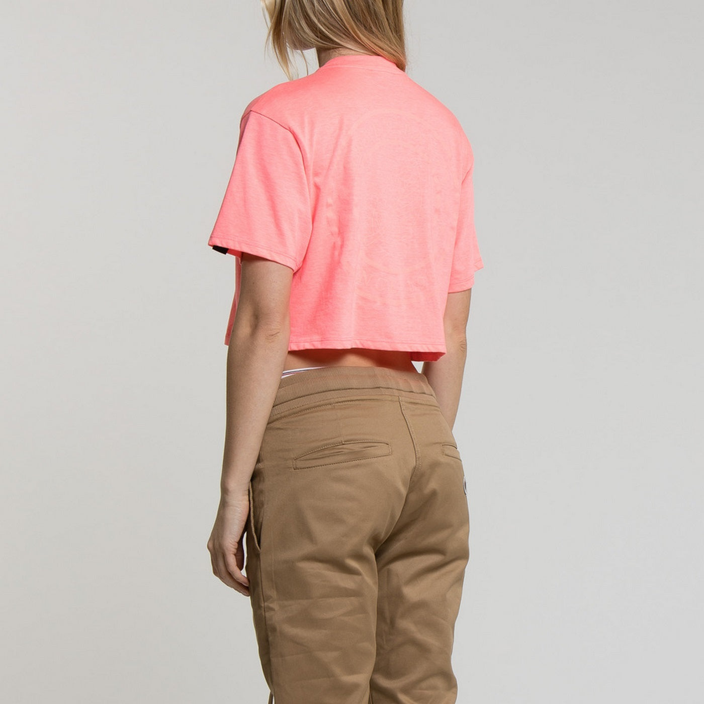 Tee-Shirt Crop Logo - Rose Fluo - Femme