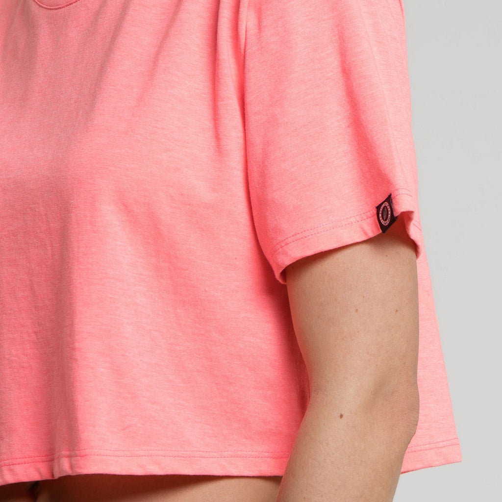 Tee-Shirt Crop Logo - Rose Fluo - Femme