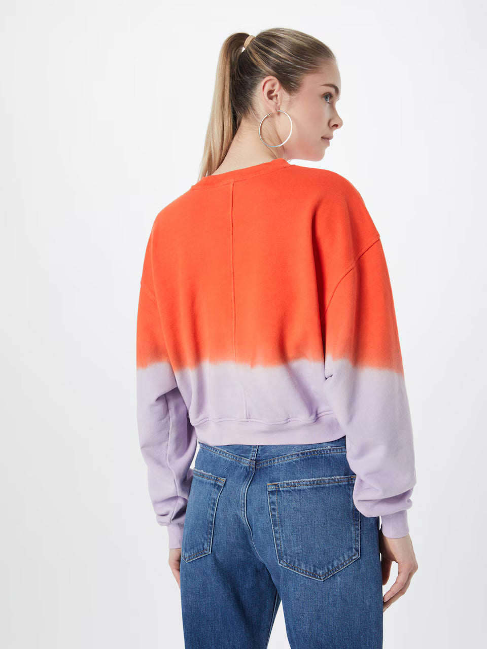 Sweat Cropped Crew Dip Dye - Red Orange Multi