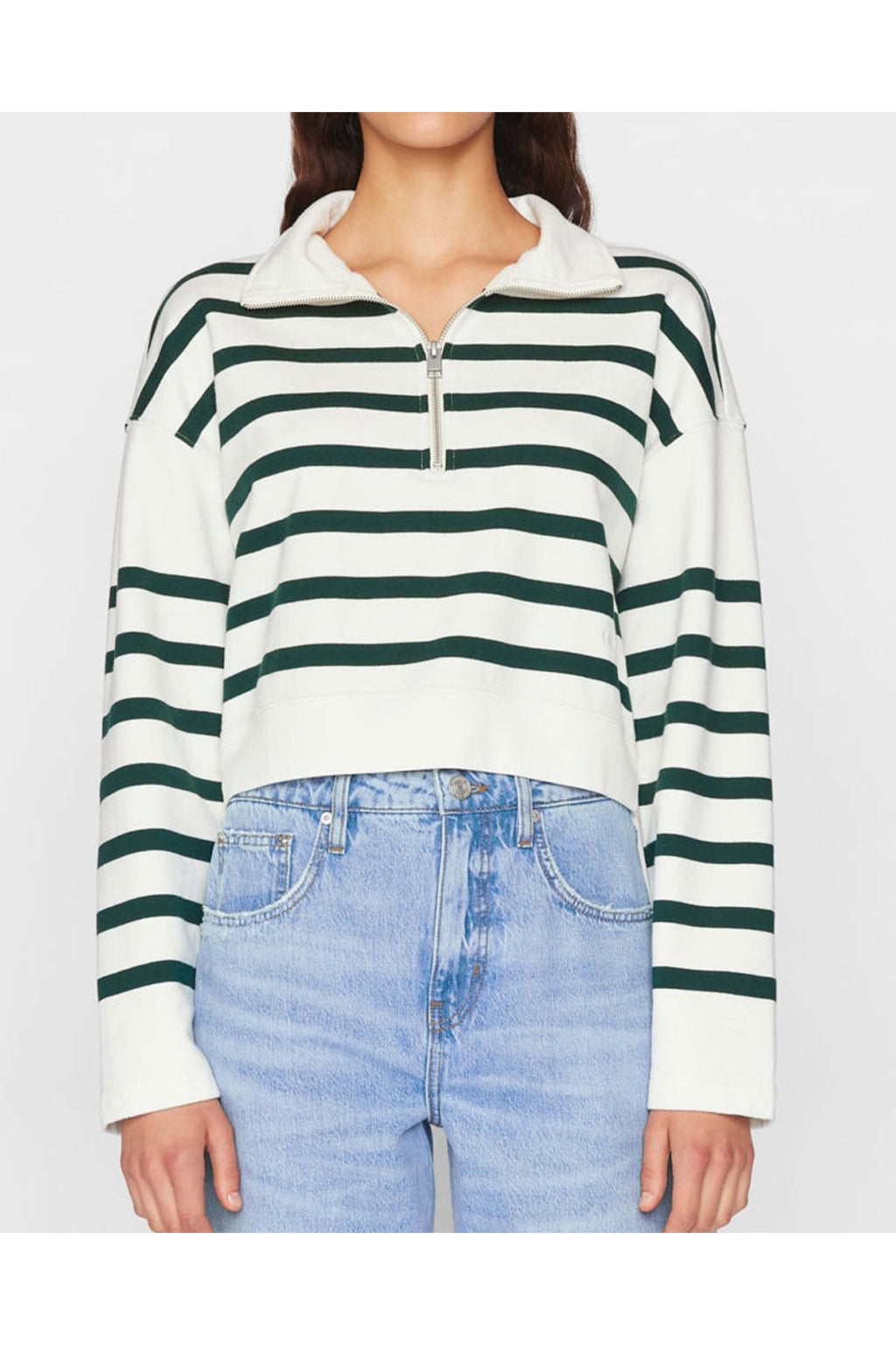 Pull Cropped Half Zip - Pine Multi