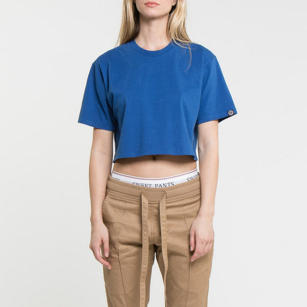 Tee-Shirt Crop Logo - Bleu Supreme - Femme