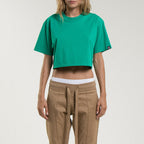 Tee-Shirt Crop Logo - Holly Green - Femme