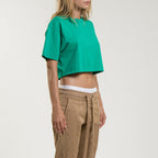 Tee-Shirt Crop Logo - Holly Green - Femme