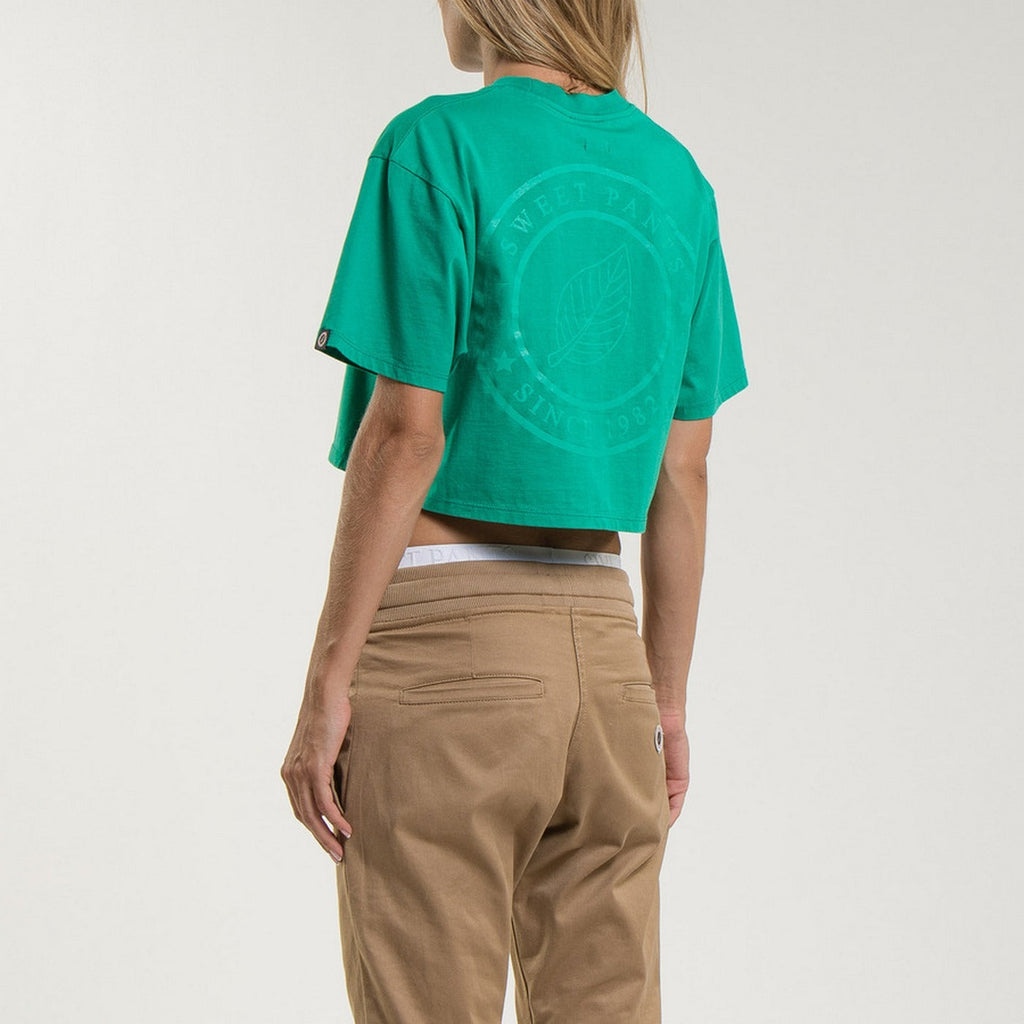 Tee-Shirt Crop Logo - Holly Green - Femme