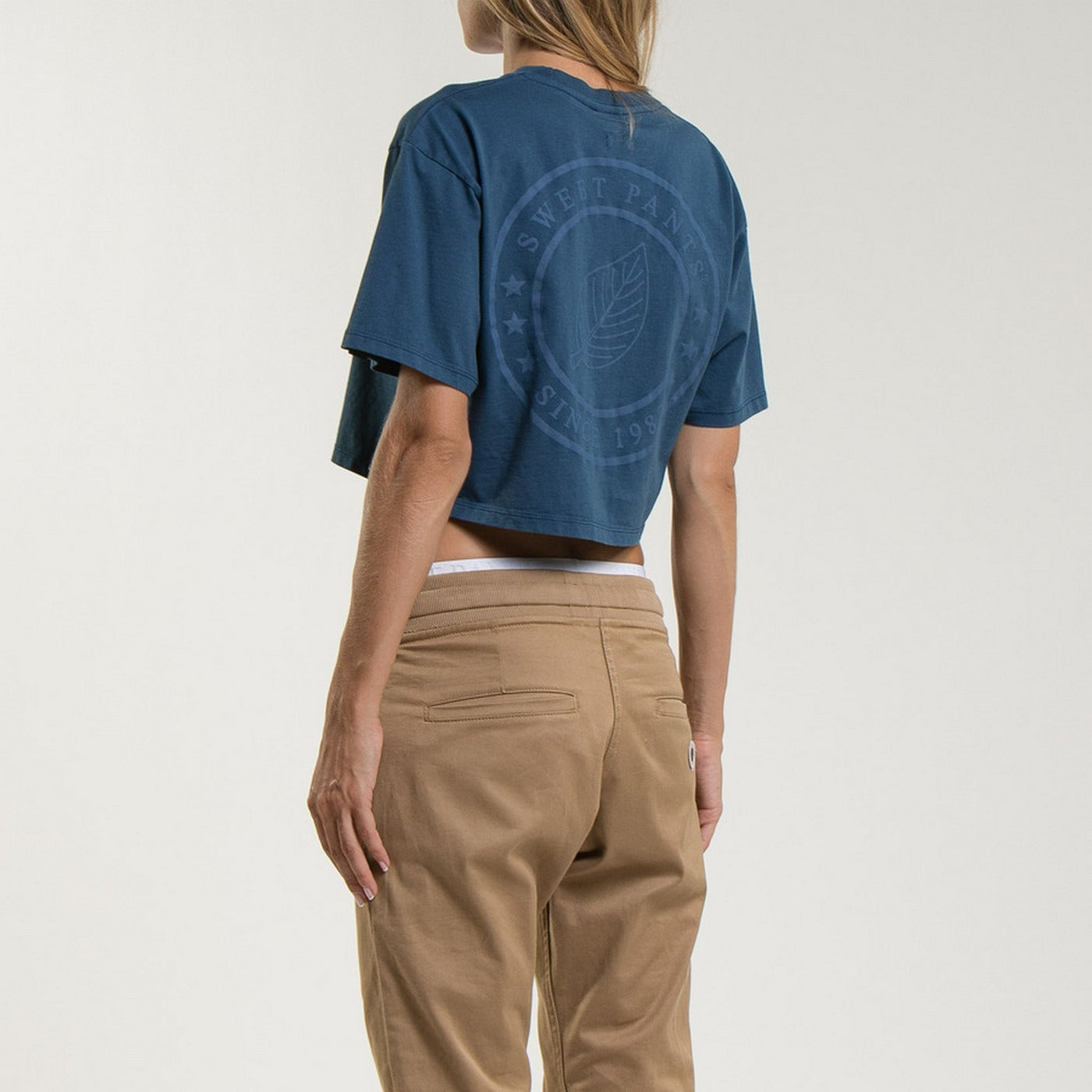 Tee-Shirt Crop Logo - Indigo - Femme