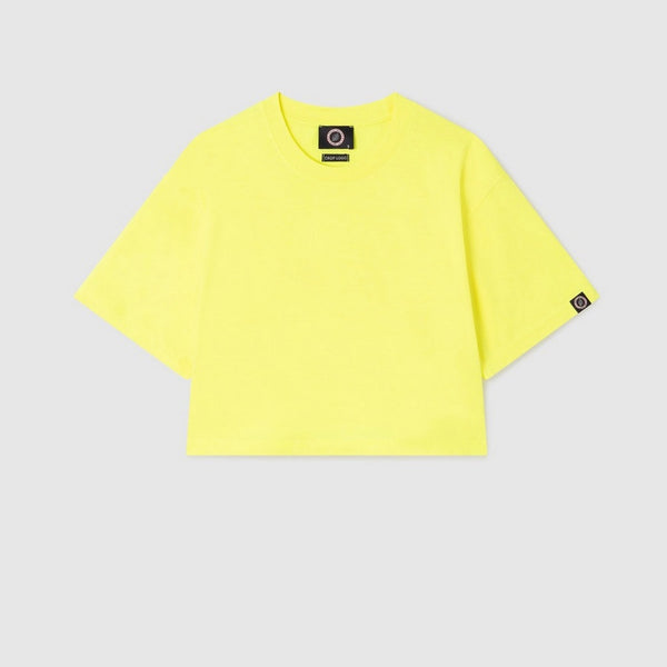 Tee-Shirt Crop Logo - Jaune Fluo - Femme