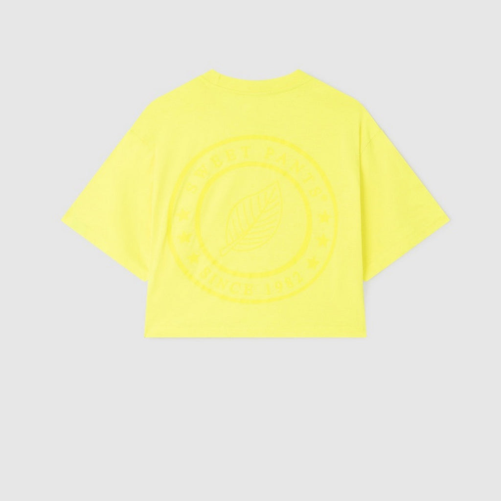 Tee-Shirt Crop Logo - Jaune Fluo - Femme