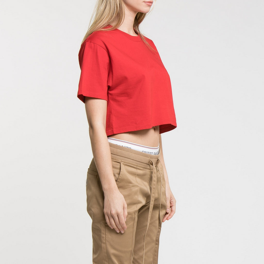 Tee-Shirt Crop Logo - Rick Red - Femme