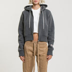 Sweat Crop Zip Up - Black Marl - Femme