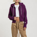 Sweat Crop Zip Up - Dark Purple - Femme