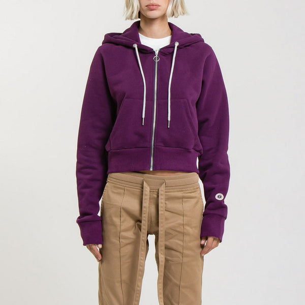 Sweat Crop Zip Up - Dark Purple - Femme