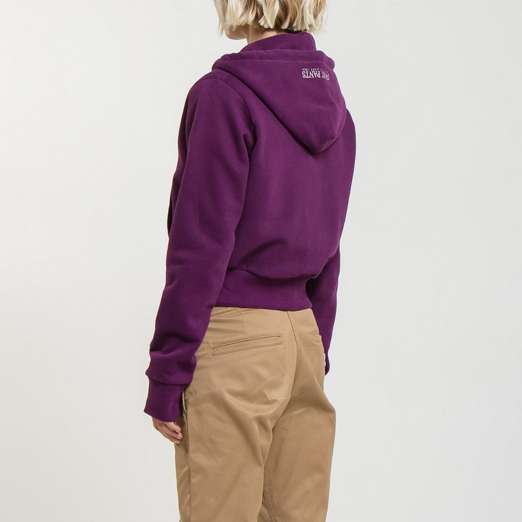 Sweat Crop Zip Up - Dark Purple - Femme