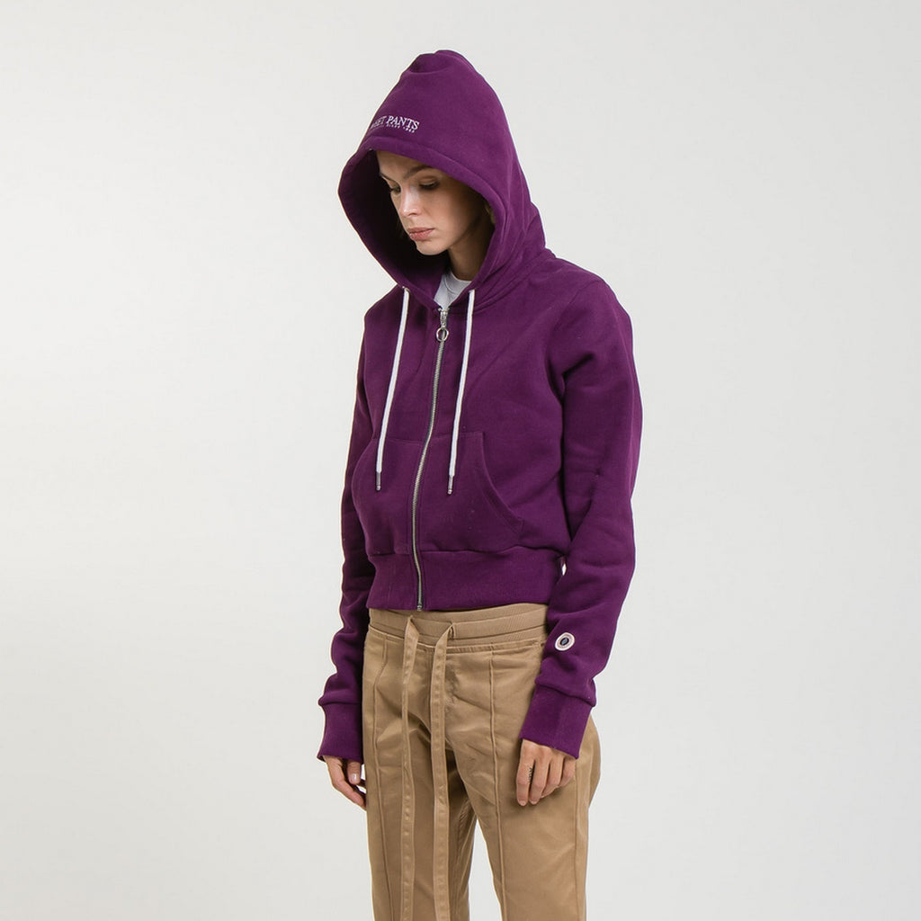 Sweat Crop Zip Up - Dark Purple - Femme
