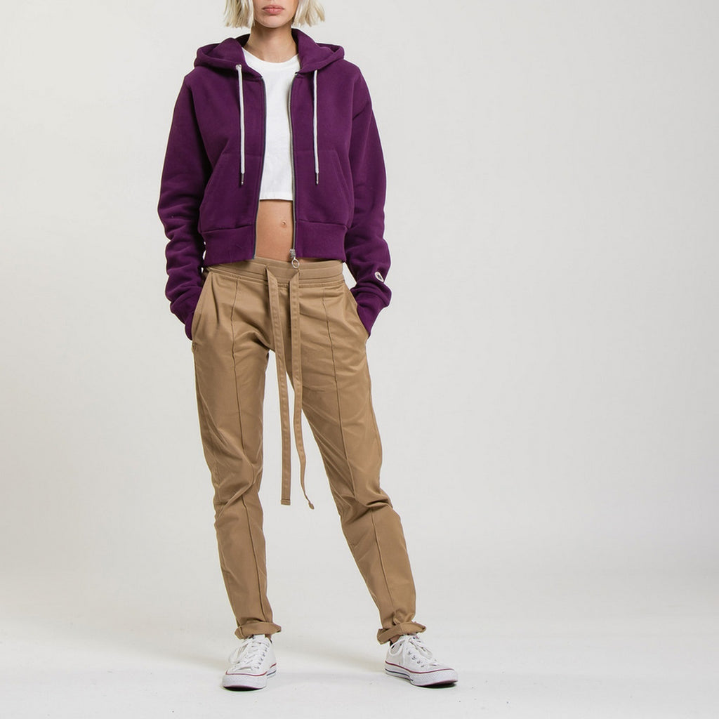 Sweat Crop Zip Up - Dark Purple - Femme
