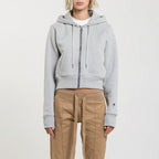 Sweat Crop Zip Up - Grey Marl - Femme