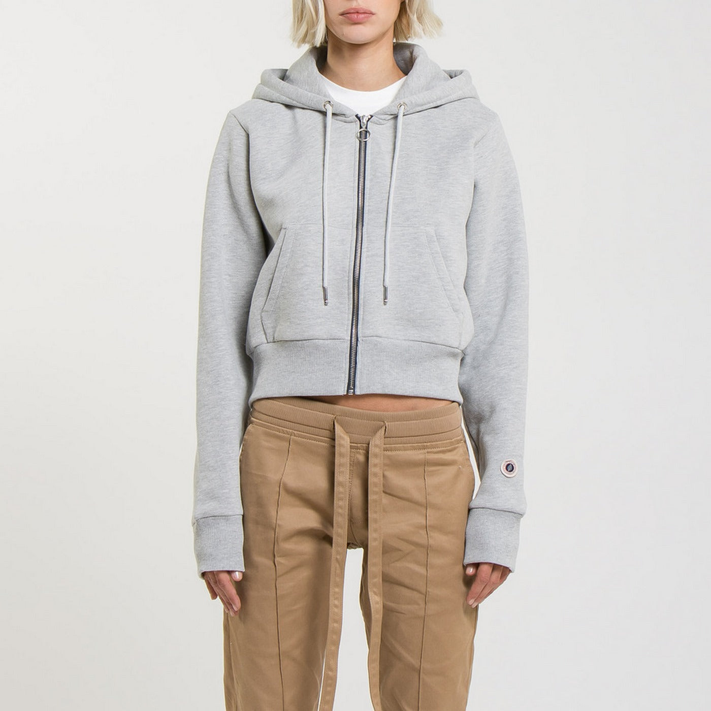 Sweat Crop Zip Up - Grey Marl - Femme