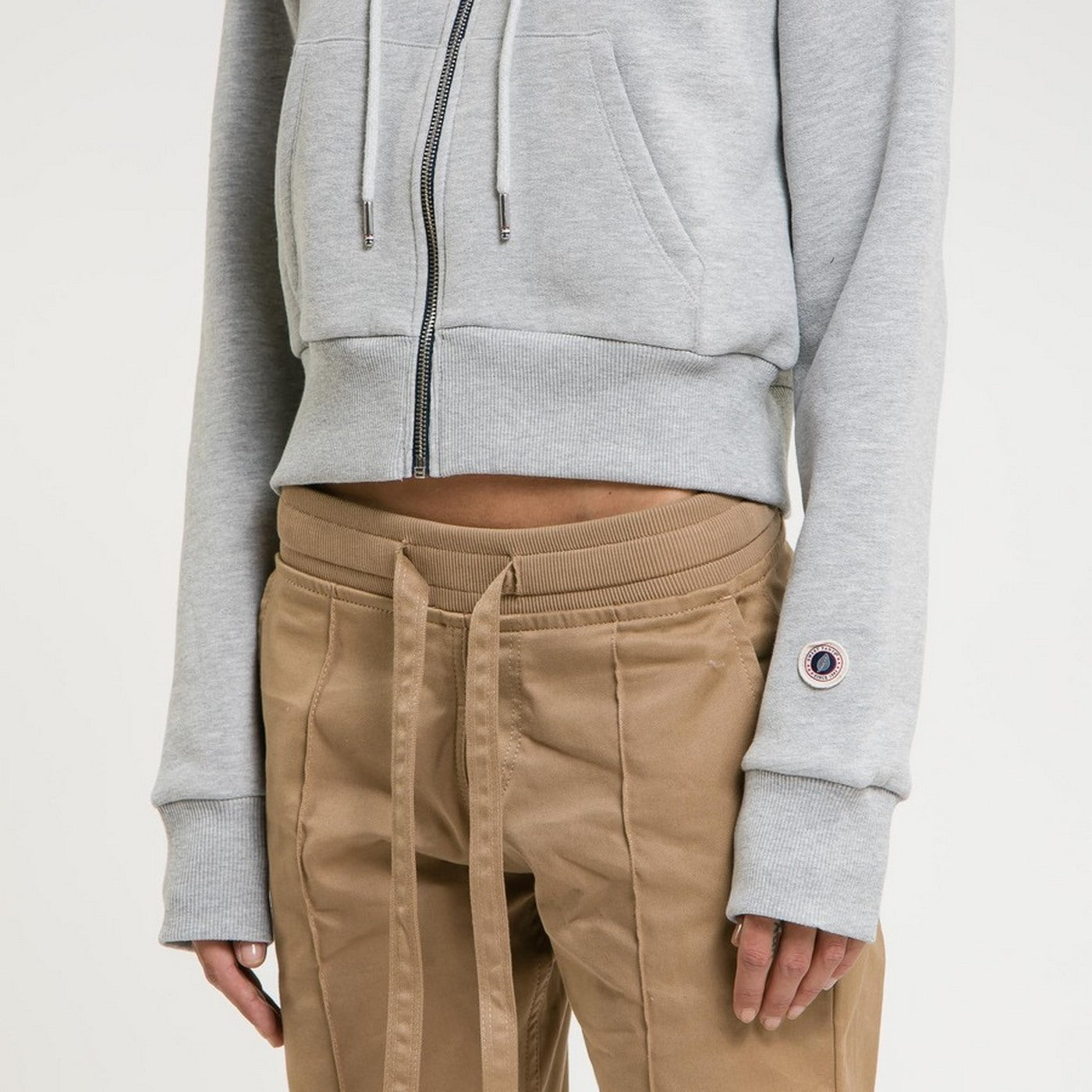 Sweat Crop Zip Up - Grey Marl - Femme