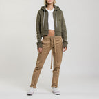 Sweat Crop Zip Up - Kaki - Femme