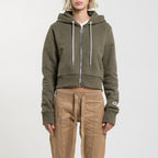 Sweat Crop Zip Up - Kaki - Femme