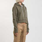 Sweat Crop Zip Up - Kaki - Femme