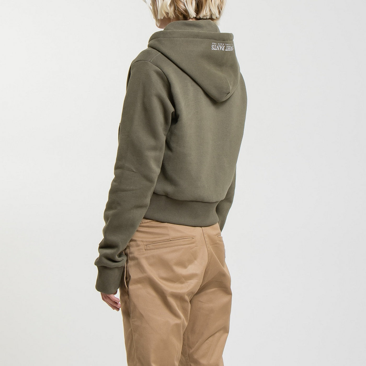 Sweat Crop Zip Up - Kaki - Femme
