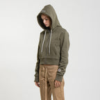 Sweat Crop Zip Up - Kaki - Femme